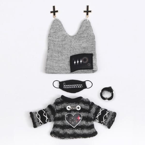4-Piece Striped Sweater Set for OB11 Dolls - 1/12 BJD Outfit