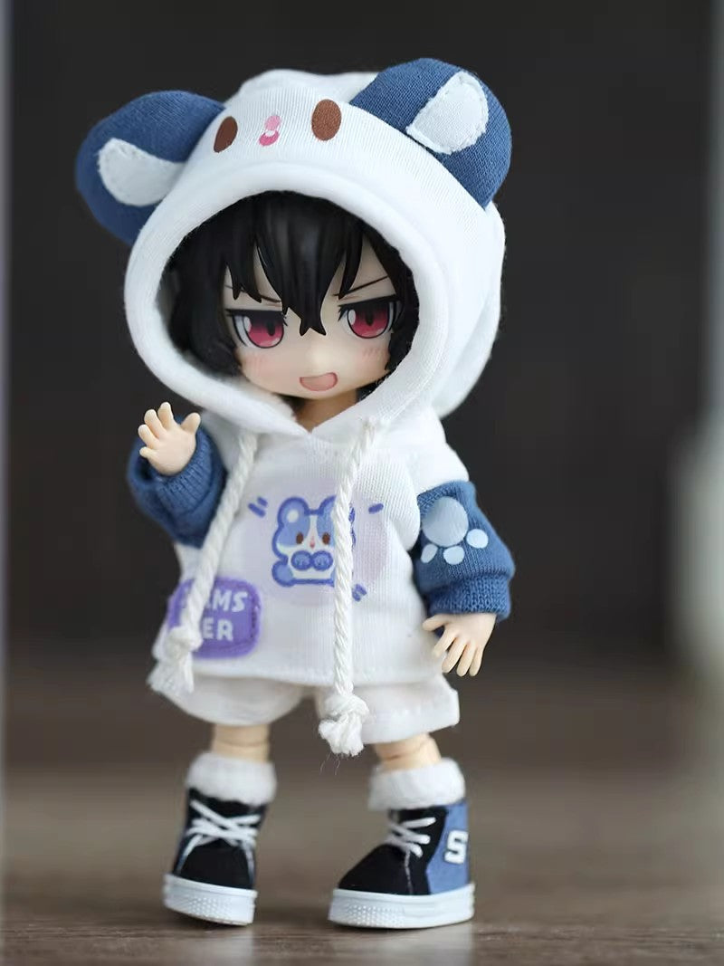 Cute Hamster Sweatshirt for OB11 Dolls - 1/12 BJD Doll Clothes, 15cm Plush Toy Outfit