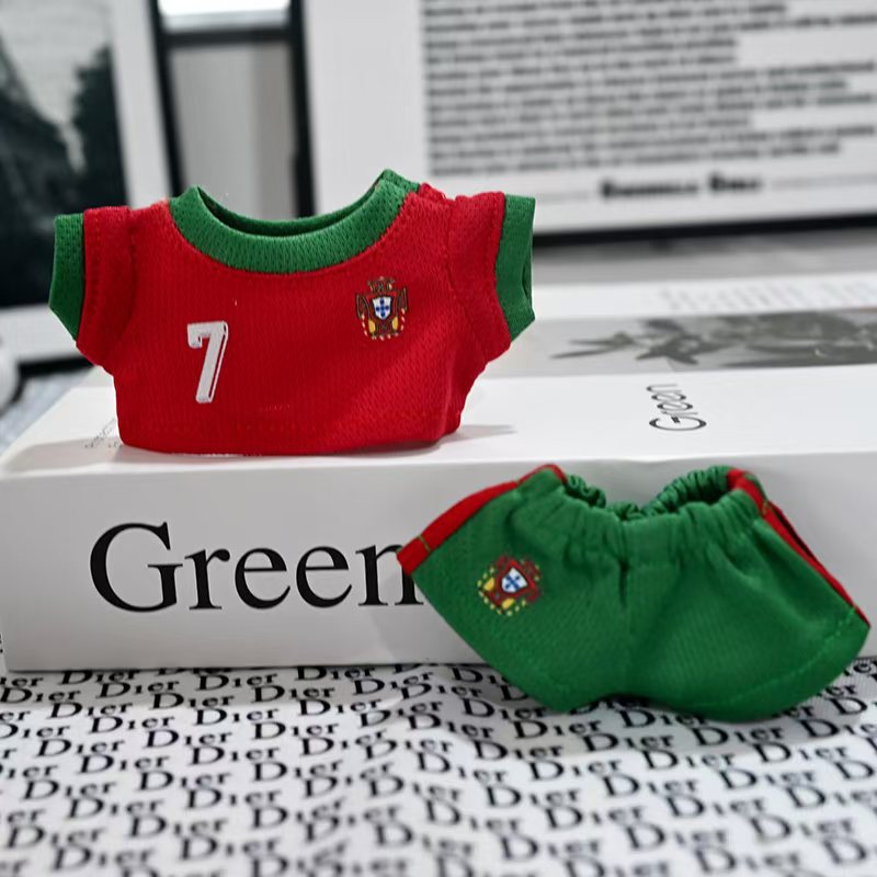 Football Style Doll Outfit Set, Portugal Team No.7 Jersey & Shorts, 17cm Sporty Trendy Doll Clothing