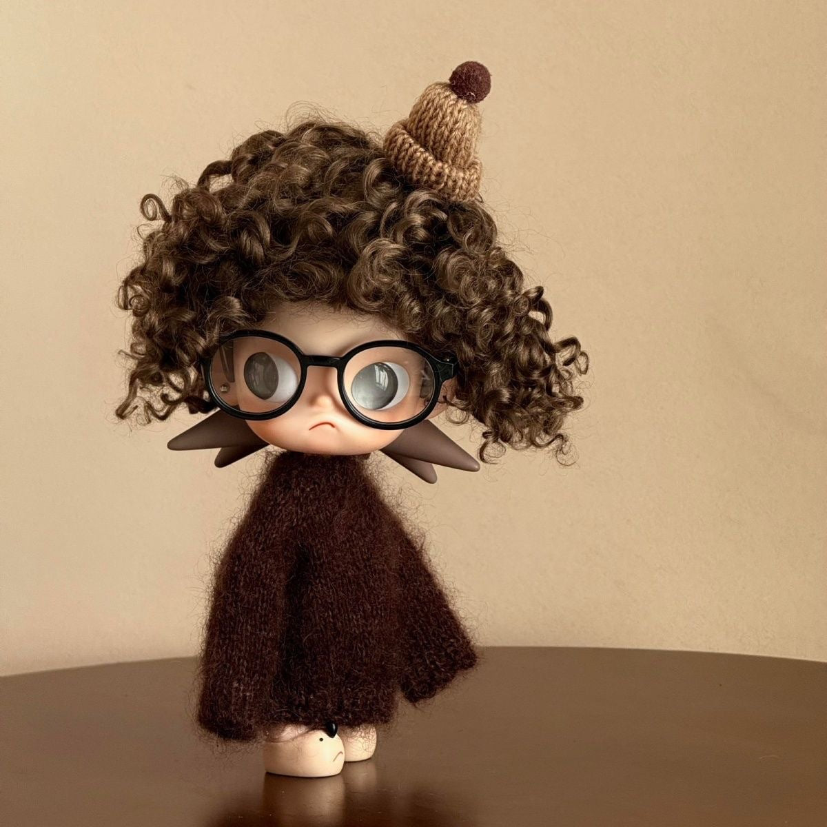 Zsiga Cool Style 3-Piece Doll Outfit: Brown Knitted Sweater + Glasses + Hat for Zsiga 1/8 Articulated Doll Fashion Accessories
