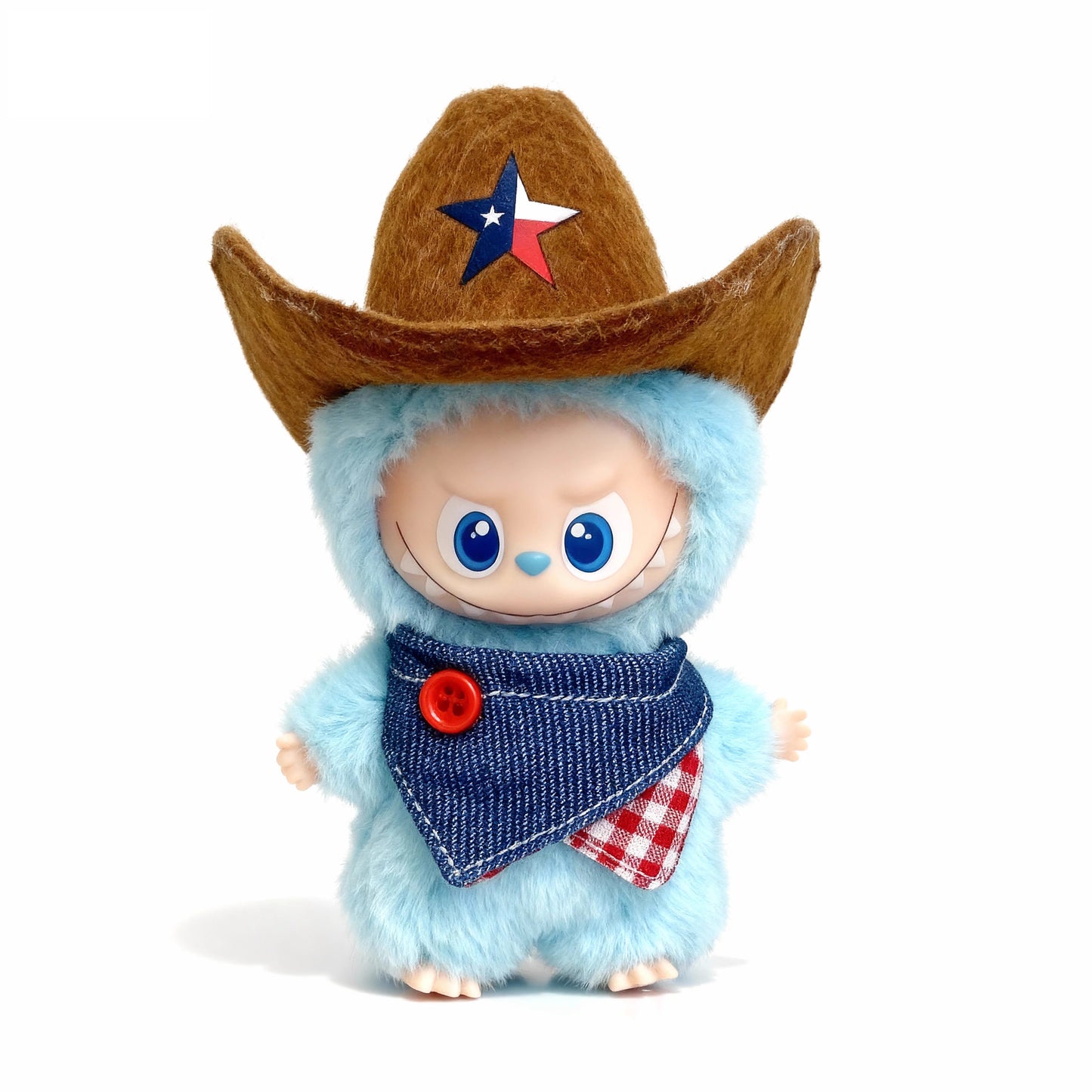 Labubu 4th Generation Doll Outfit - Western Cowboy Theme Set (Cowboy Hat + Bandana ) for 10.5cm Labubu Vinyl Doll