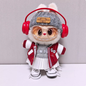 15-18cm Trendy Pink Plush Doll Outfit Set, Red Smile Bunny Ear Hat + Sweatshirt + Cargo Pants + Accessories, Cute Doll Clothing