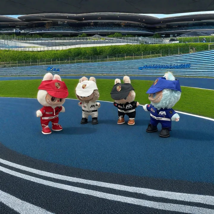 Labubu doll costume Ferrari racing suit set Hamilton style F1 racing suit set including hat red sports style