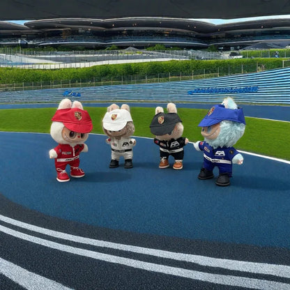 Labubu doll costume Ferrari racing suit set Hamilton style F1 racing suit set including hat red sports style