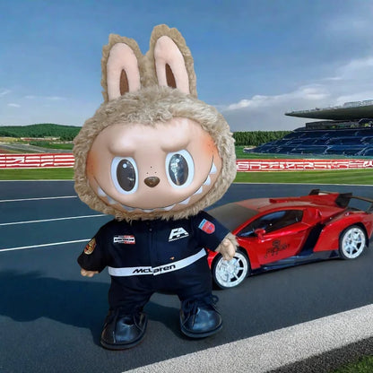 Labubu doll costume Ferrari racing suit set Hamilton style F1 racing suit set including hat red sports style