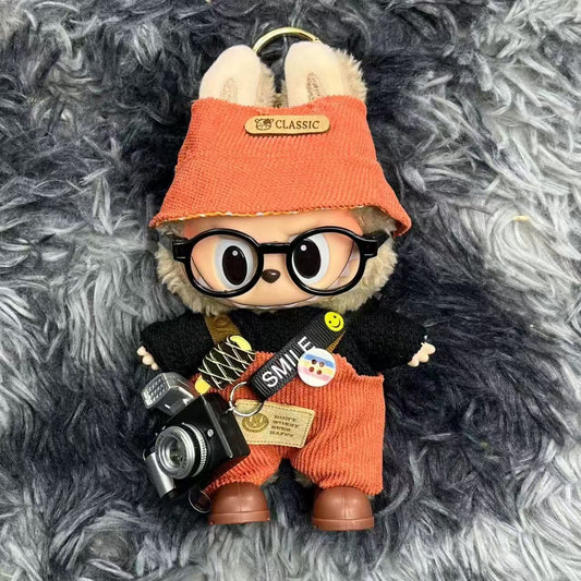 Doll Clothing Set For 17cm dolls Trendy Doll Outfit Set Orange Corduroy Hat & Overalls