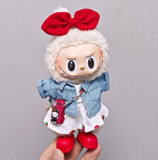 Doll Clothing For 17cm dolls Denim Jacket & Princess Dress 5-Piece Set