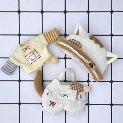 Cute Cat Outfit for OB11 Dolls - 1/12 BJD Body9 Doll Clothes 3-Piece Set