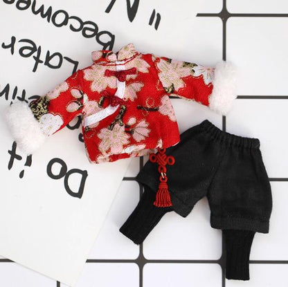 OB11 Doll Clothes, 1/12 Scale BJD Doll Apparel, New Year Tang Suit Festival Outfit, Doll Replacement Costume Set