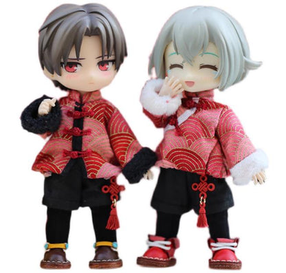 OB11 Doll Clothing, 1/12 Scale BJD Doll Apparel, New Year Tang Suit Festival Outfit, Doll Replacement Costume Set