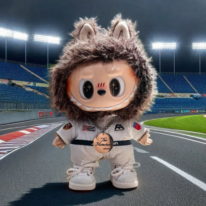 Labubu doll costume Ferrari racing suit set Hamilton style F1 racing suit set including hat red sports style