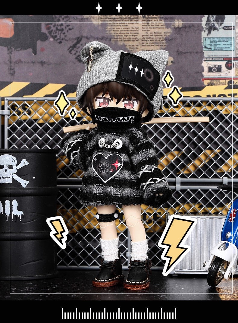 4-Piece Striped Sweater Set for OB11 Dolls - 1/12 BJD Outfit