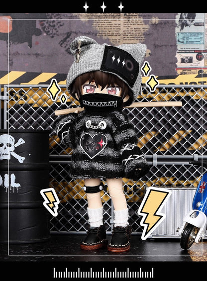 4-Piece Striped Sweater Set for OB11 Dolls - 1/12 BJD Outfit