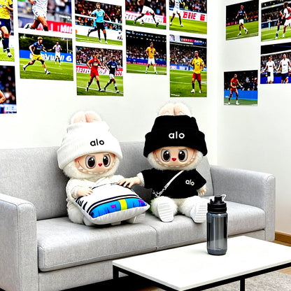 17cm Sport Tennis Doll Outfit - Knit Sweater, Beanie Hat & Tennis Accessories Set for Plush Dolls | Cross-Border Bestseller