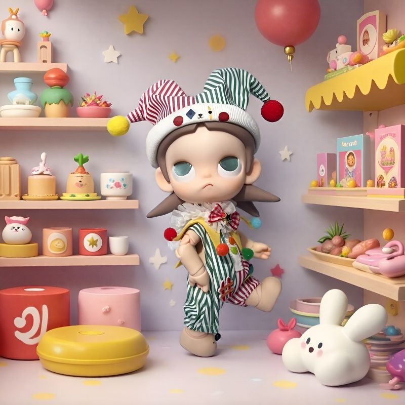 20cm Zsiga 1/8 Articulated Doll Clothes: Circus Colorful Dopamine Clown Costume Replacement Outfit