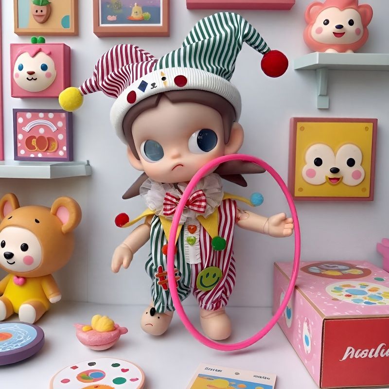 20cm Zsiga 1/8 Articulated Doll Clothes: Circus Colorful Dopamine Clown Costume Replacement Outfit