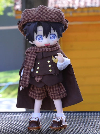 OB11 Doll Clothes | 1/12 BJD Doll Outfits | Doll British Beret & Retro Cape 8-Piece Set | Doll Clothing