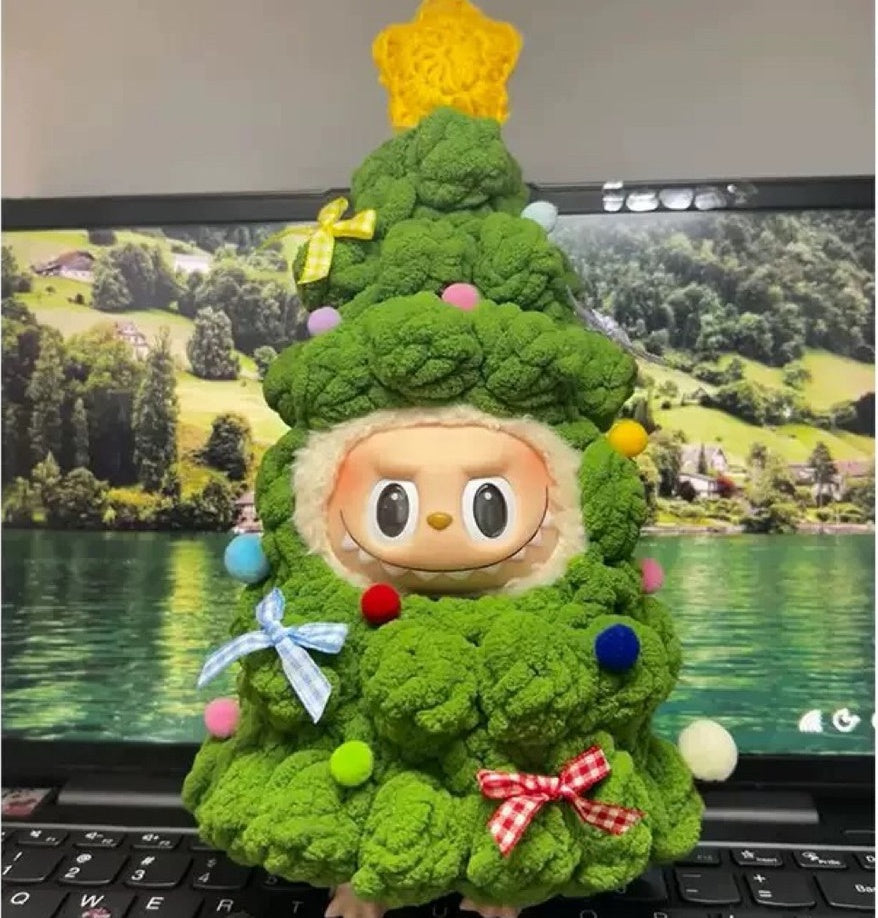 Christmas Limited 15-17cm Doll Outfit, Green Christmas Tree Shape Set with Colorful Decorative Balls and Bows, Hot Sale Festival Style Doll Clothes