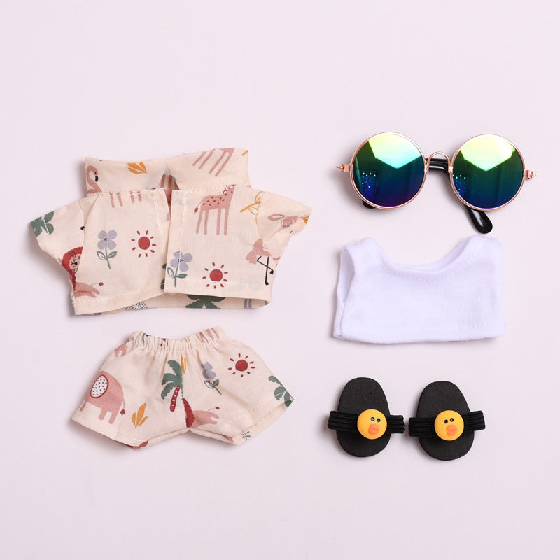 Doll Casual Fashion Printed Vacation Clothing 5-Piece Set  For 17cm dolls
