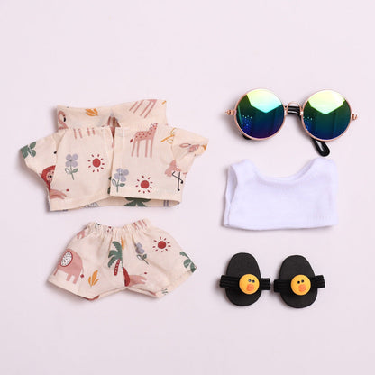 Doll Casual Fashion Printed Vacation Clothing 5-Piece Set  For 17cm dolls