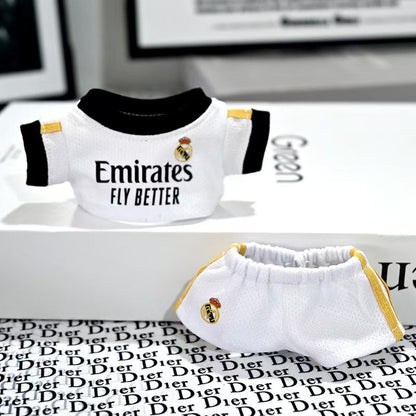 Football Style Doll Outfit Set, Real Madrid Jersey & Shorts Costume, 17cm Sporty Doll Clothing
