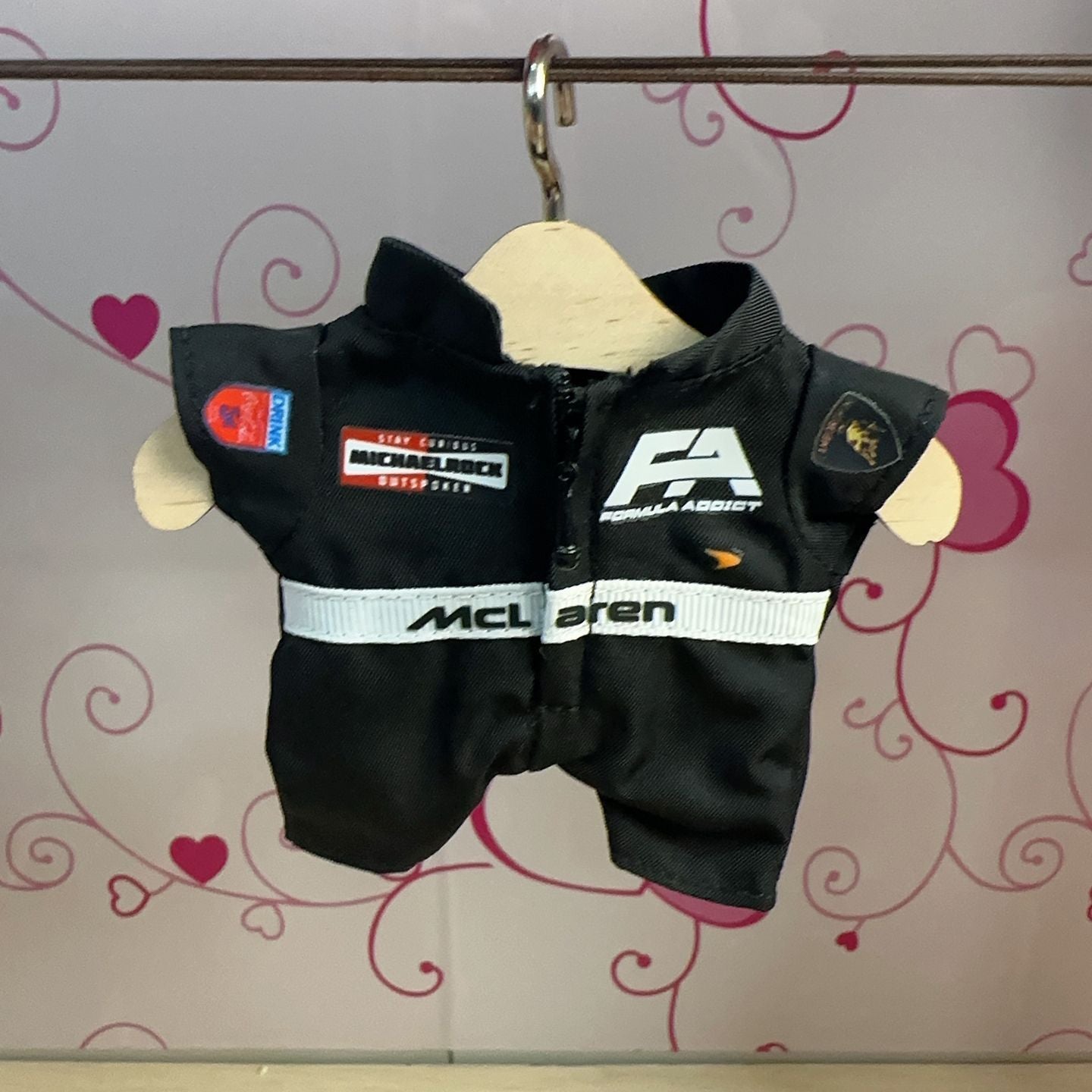 Labubu doll costume Ferrari racing suit set Hamilton style F1 racing suit set including hat red sports style