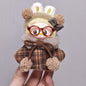 Labubu 4th Generation Doll Outfit - Vintage Houndstooth Plush Set with Glasses & Bow Accessory for 10.5cm Labubu Vinyl Doll
