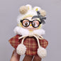 Labubu 4th Generation Doll Outfit - Vintage Houndstooth Plush Set with Glasses & Bow Accessory for 10.5cm Labubu Vinyl Doll
