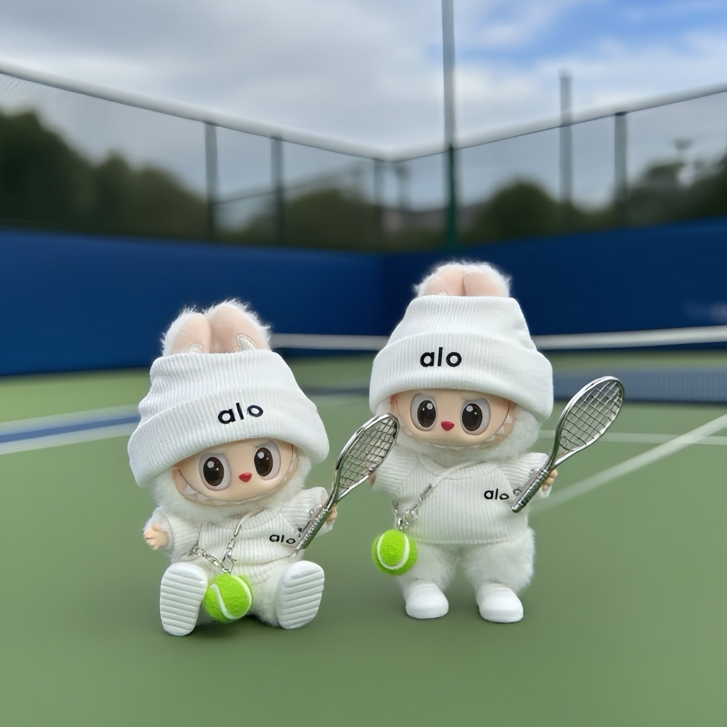 17cm Sport Tennis Doll Outfit - Knit Sweater, Beanie Hat & Tennis Accessories Set for Plush Dolls | Cross-Border Bestseller