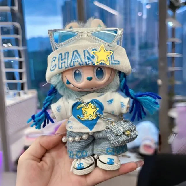 15-17cm Doll Fashion Outfit Set: Denim Streetwear (Hat+Top+Pants+Sunglasses+Shoes) for 1/6 BJD Dolls