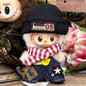 Labubu 4th Generation Doll Outfit - Vintage Street Style Set (Knit Beanie + Check Scarf + Denim Vest) for 10.5cm Labubu Vinyl Doll