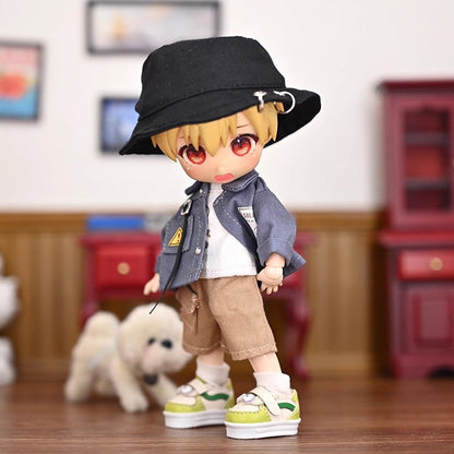 OB11 Doll Clothes | 1/12 BJD Doll Clothing | 4-Piece Doll Denim Jacket Set | 15cm Doll Outfits