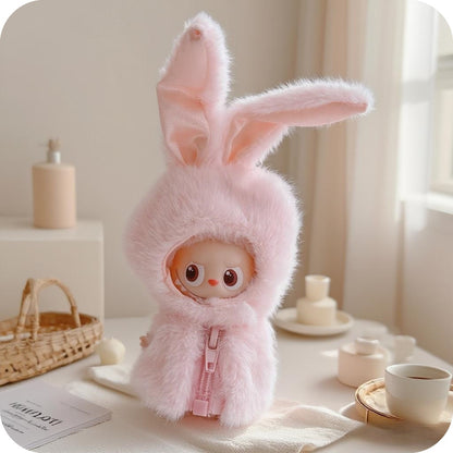 Labubu 4.0 "Pin of Love" 10cm Plush Bunny Hat Outfit | Long Ears Rabbit Costume for Mini Monster Dolls