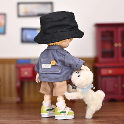 OB11 Doll Clothes | 1/12 BJD Doll Clothing | 4-Piece Doll Denim Jacket Set | 15cm Doll Outfits