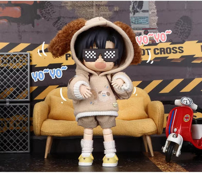 Hooded Puppy Sweatshirt for OB11 Dolls - 15cm Doll Clothes 1/12 BJD Outfit