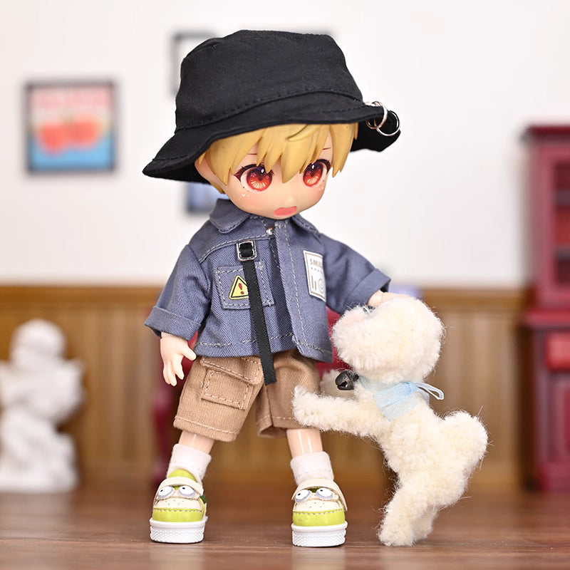 OB11 Doll Clothes | 1/12 BJD Doll Clothing | 4-Piece Doll Denim Jacket Set | 15cm Doll Outfits