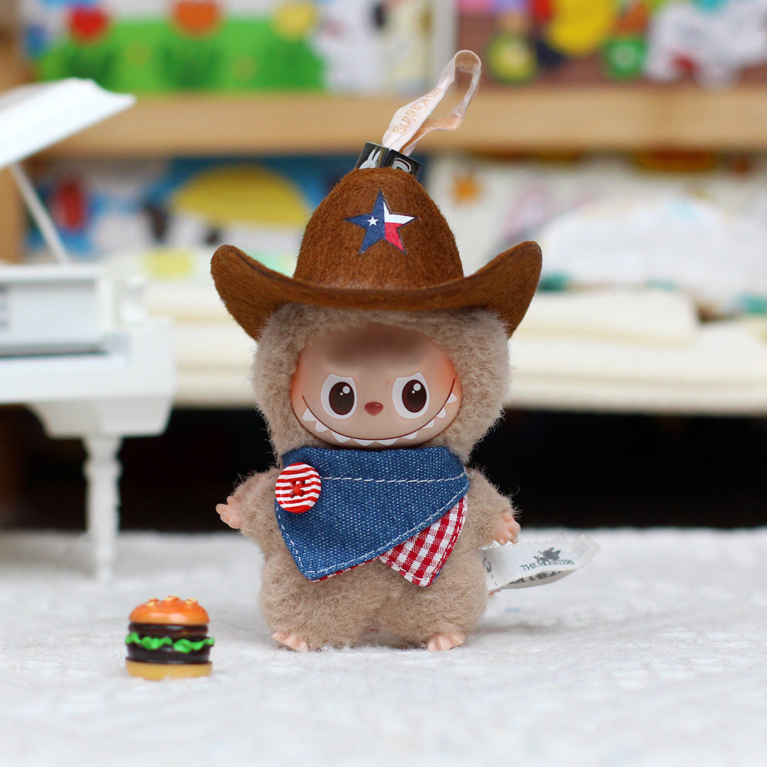 Labubu 4th Generation Doll Outfit - Western Cowboy Theme Set (Cowboy Hat + Bandana ) for 10.5cm Labubu Vinyl Doll