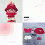 Trendy Pink Plush Doll Outfit Set, Red Smile Bunny Ear Hat + Sweatshirt + Cargo Pants + Accessories, Cute Doll Clothing