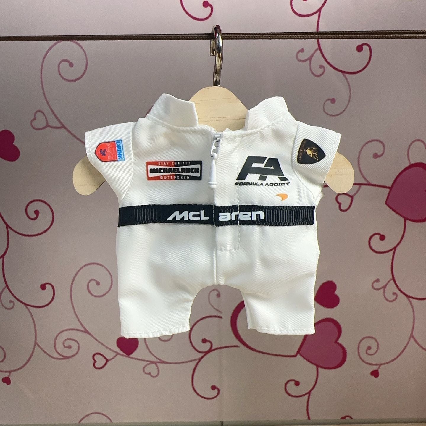 Labubu doll costume Ferrari racing suit set Hamilton style F1 racing suit set including hat red sports style