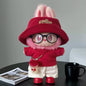 Trendy Pink Plush Doll Outfit Set, Red Smile Bunny Ear Hat + Sweatshirt + Cargo Pants + Accessories, Cute Doll Clothing