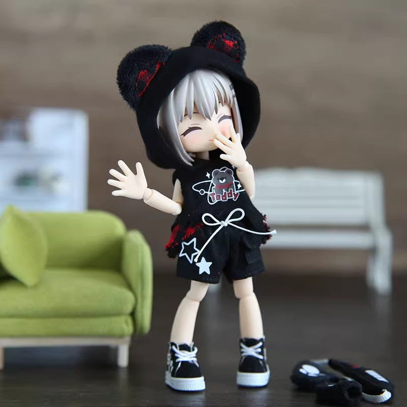 OB11 Doll Clothes | 1/12 BJD Doll Clothing | American-Style Little Wolf 4-Piece Doll Set | Doll Outfits