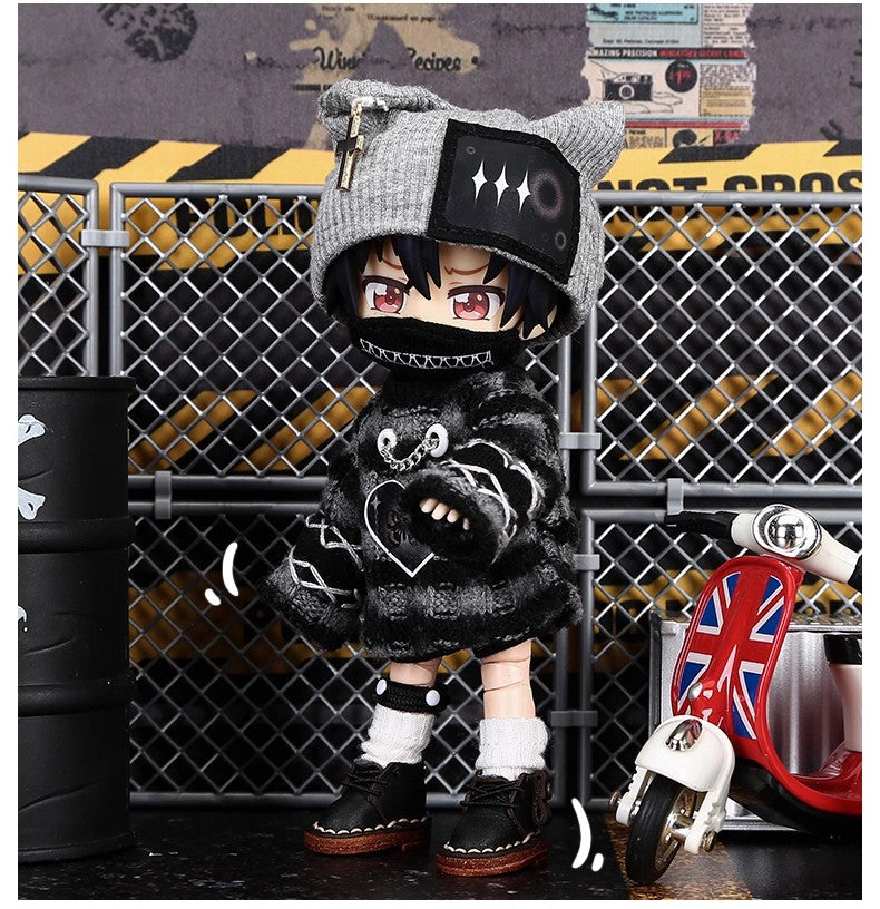 4-Piece Striped Sweater Set for OB11 Dolls - 1/12 BJD Outfit