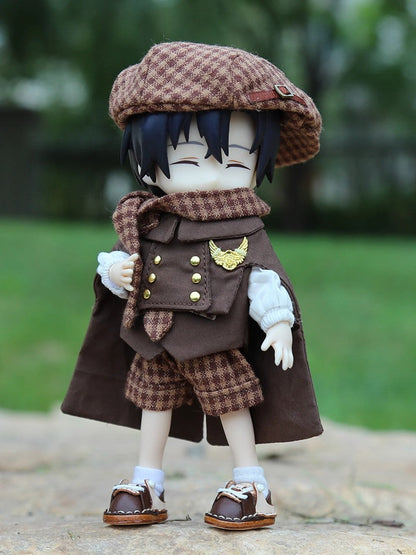 OB11 Doll Clothes | 1/12 BJD Doll Outfits | Doll British Beret & Retro Cape 8-Piece Set | Doll Clothing