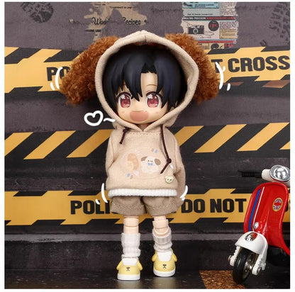 Hooded Puppy Sweatshirt for OB11 Dolls - 15cm Doll Clothes 1/12 BJD Outfit