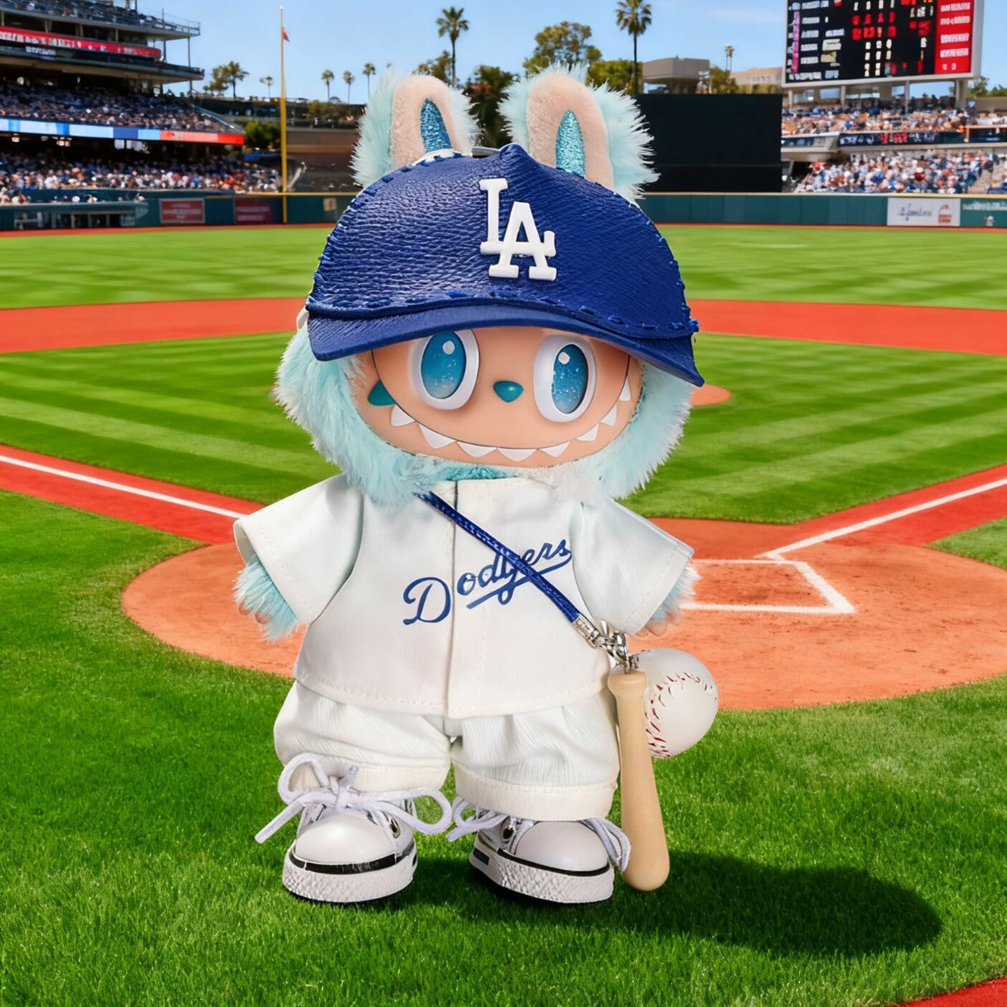 15-17cm Baseball Style Doll Multi-Piece Outfit Set, Los Angeles Dodgers Jersey & Cap + Bat Accessories, Sporty Trendy Doll Clothing Set