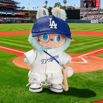15-17cm Baseball Style Doll Multi-Piece Outfit Set, Los Angeles Dodgers Jersey & Cap + Bat Accessories, Sporty Trendy Doll Clothing Set