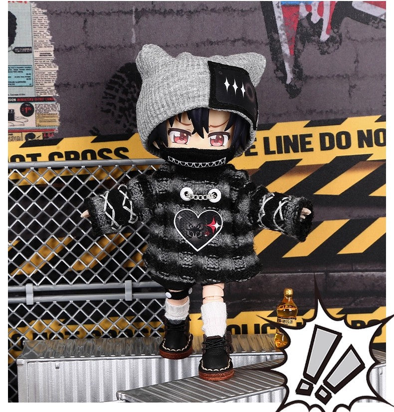 4-Piece Striped Sweater Set for OB11 Dolls - 1/12 BJD Outfit