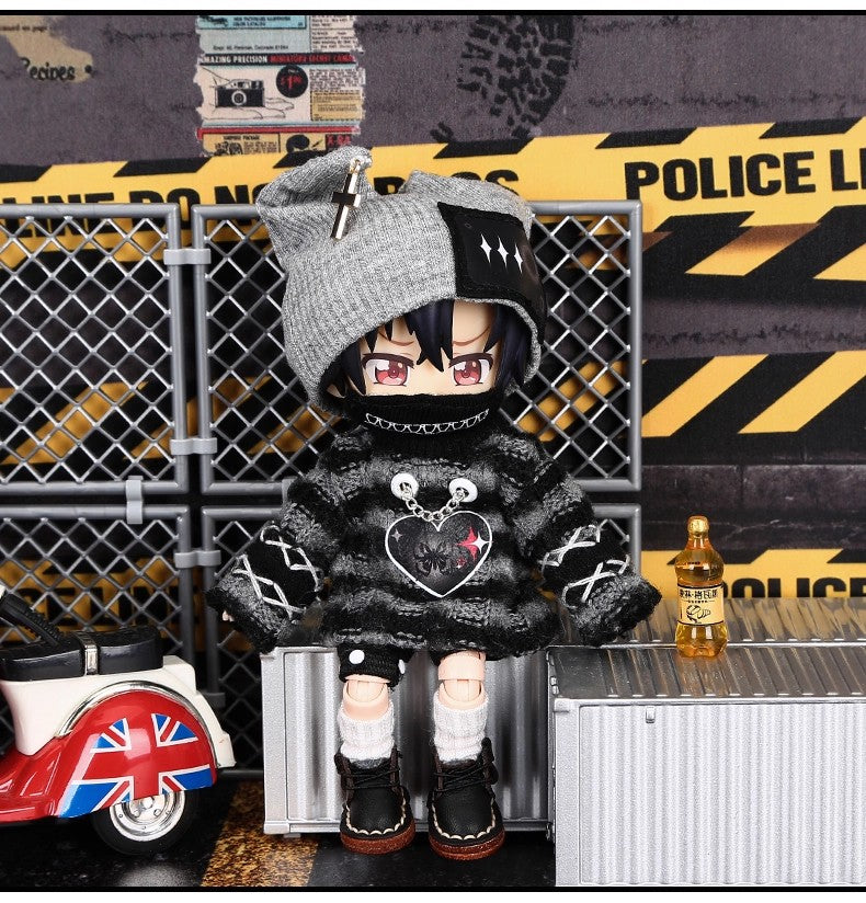 4-Piece Striped Sweater Set for OB11 Dolls - 1/12 BJD Outfit