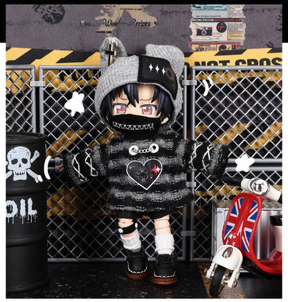 4-Piece Striped Sweater Set for OB11 Dolls - 1/12 BJD Outfit