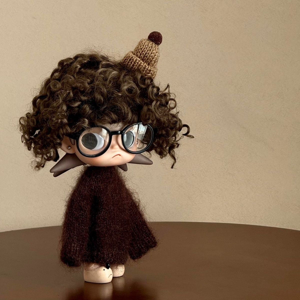 Zsiga Cool Style 3-Piece Doll Outfit: Brown Knitted Sweater + Glasses + Hat for Zsiga 1/8 Articulated Doll Fashion Accessories